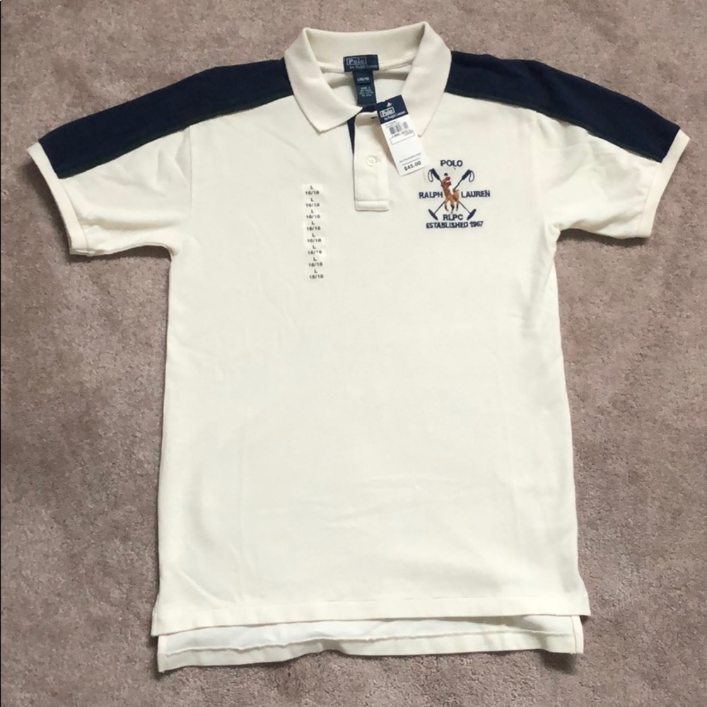 Boys Polo by Ralph Lauren White Large Polo